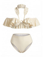 Women’s Ruffle Halter High-Waist Bikini Set