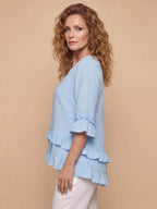 Women’s V-Neck Ruffle Hem Blouse