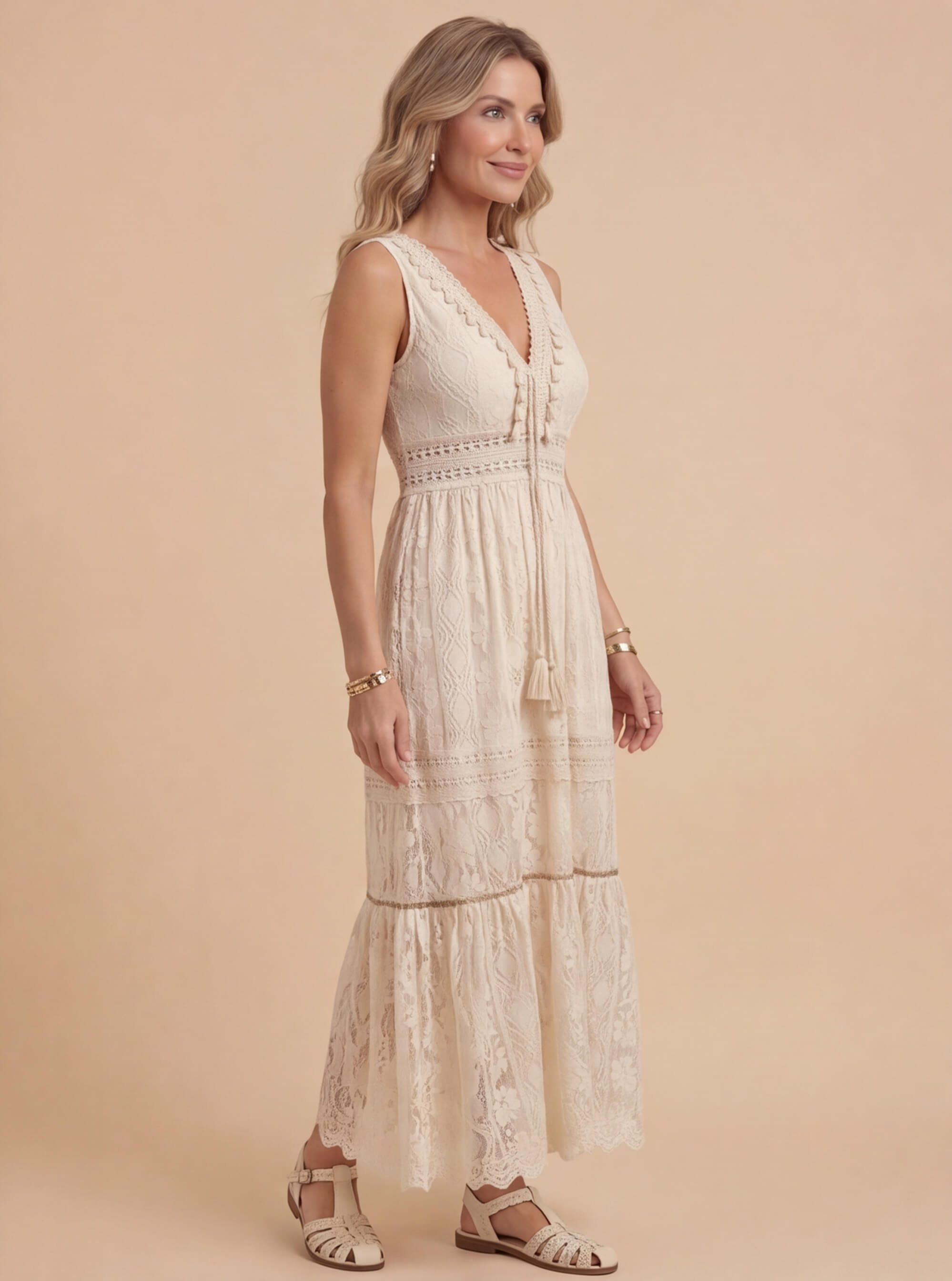Women’s Summer Maxi Dress – Boho Lace Elegance