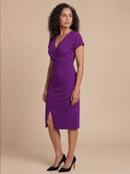 Women’s Midi Dress – Elegant V-Neck Silhouette with Front Split