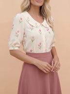 Women’s Floral Peter Pan Collar Blouse