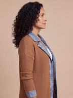 Women’s Denim Trim Button-Up Cardigan