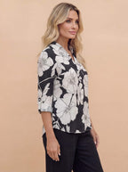 Women’s Breathable Floral Button-Down Blouse