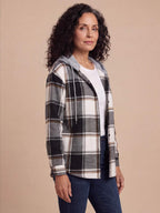 Women’s Hooded Plaid Button-Up Jacket