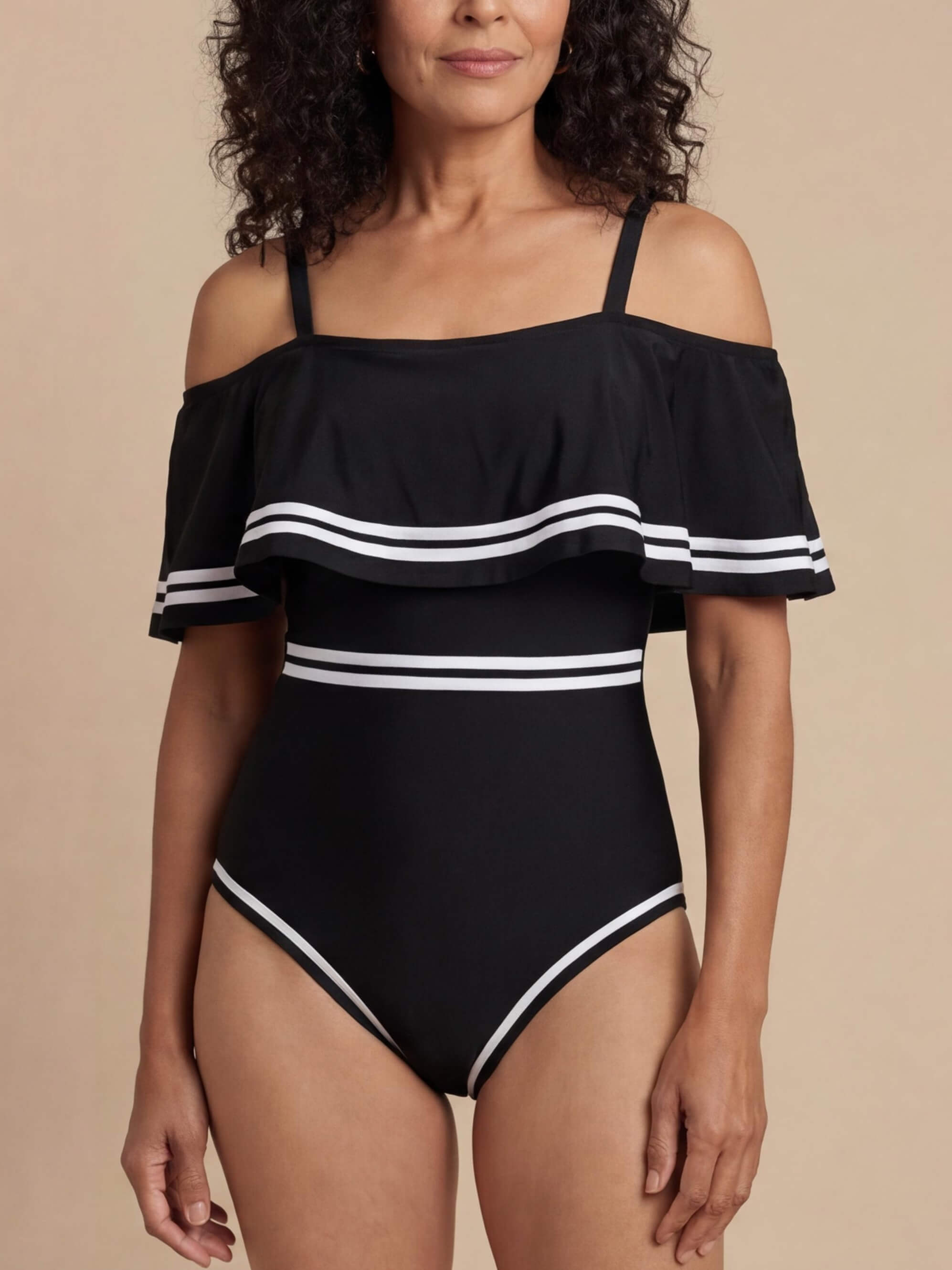 Women’s Off-Shoulder Ruffle With Straps One-Piece Swimsuit