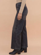 Women's wide-leg jeans with ripped details
