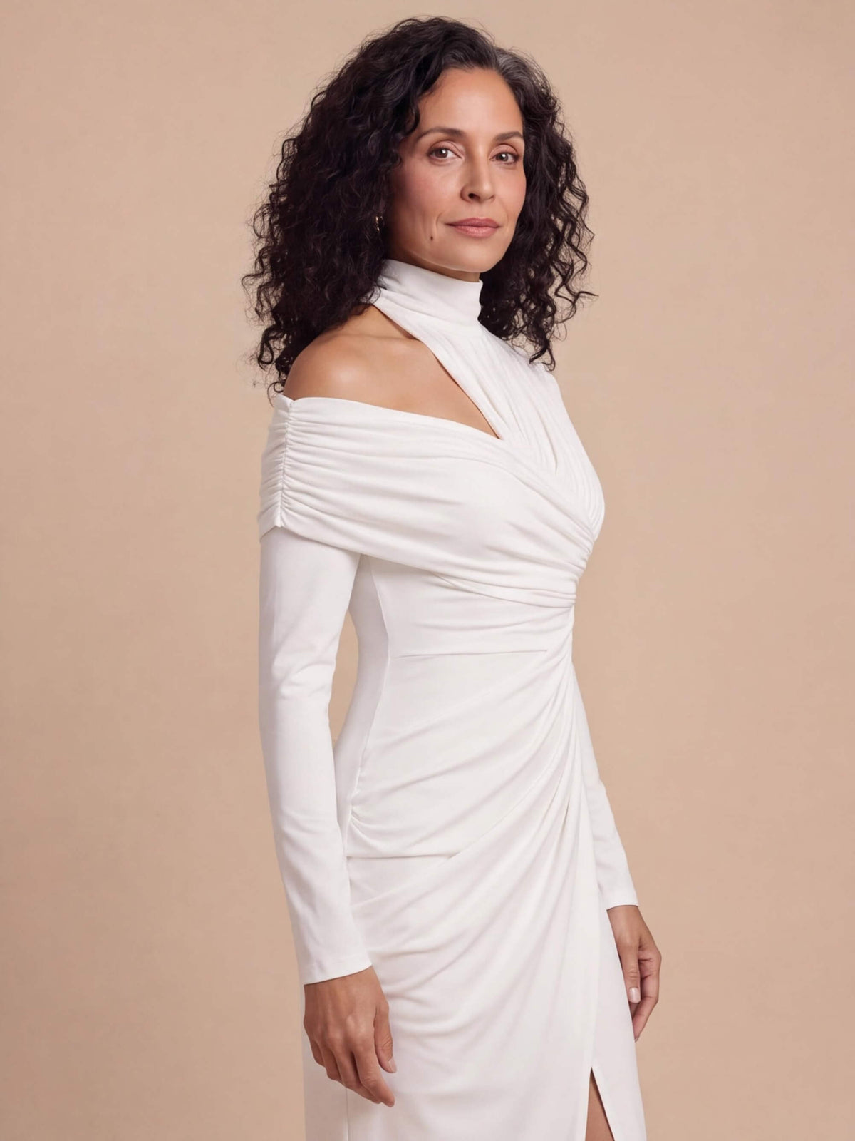 Women’s Asymmetric Off-Shoulder Draped Midi Dress