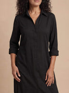 Women’s Collared Front Slit Maxi Shirt Dress