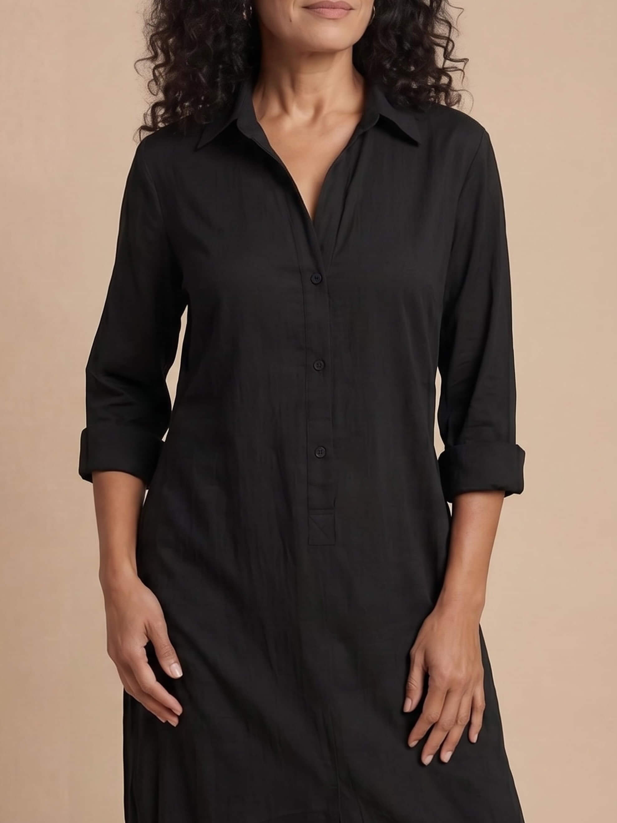 Women’s Collared Front Slit Maxi Shirt Dress