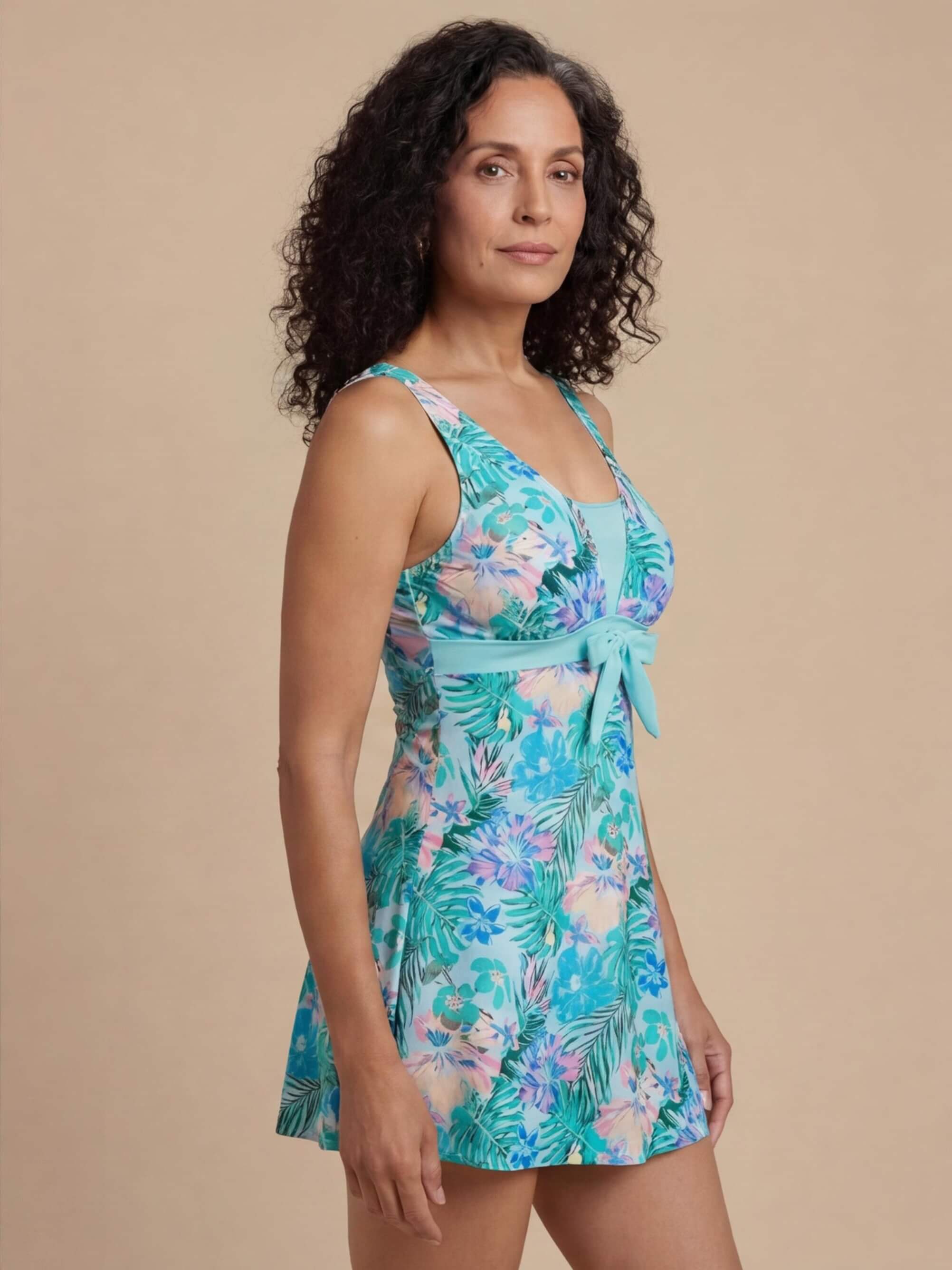 Women’s Tropical Floral Skirted One-Piece Swimsuit