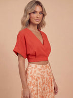 Women’s Set – Floral Print Top & Wide-Leg Summer Trousers