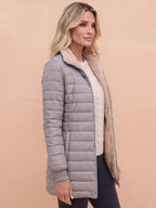 Women’s Quilted Puffer Jacket with Hooded Trim