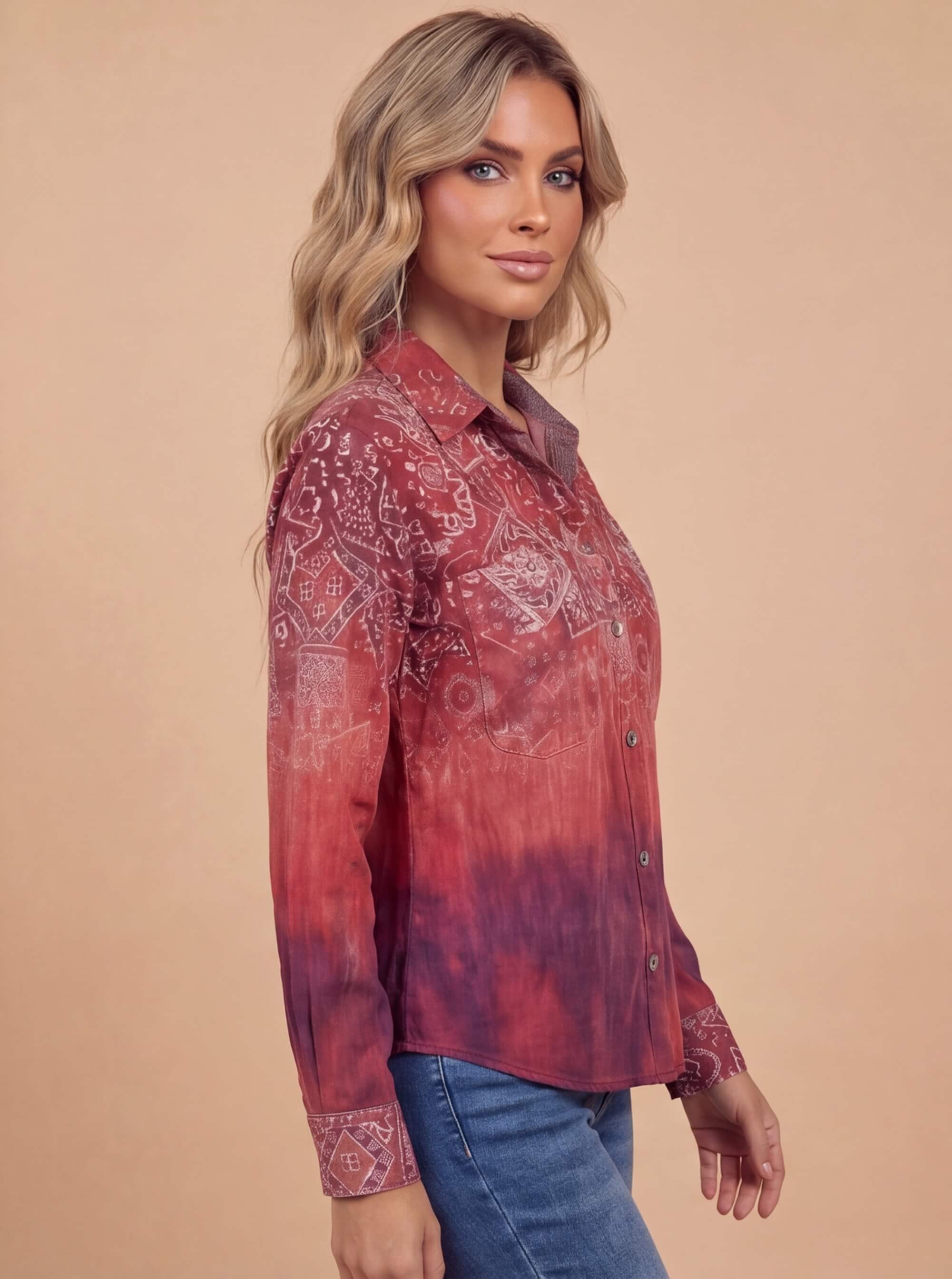 Women’s Top – Vintage Floral Printed Blouse