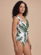 Women’s Ruffle V-Neck One-Piece Swimsuit