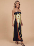Women’s Strapless Abstract Maxi Dress