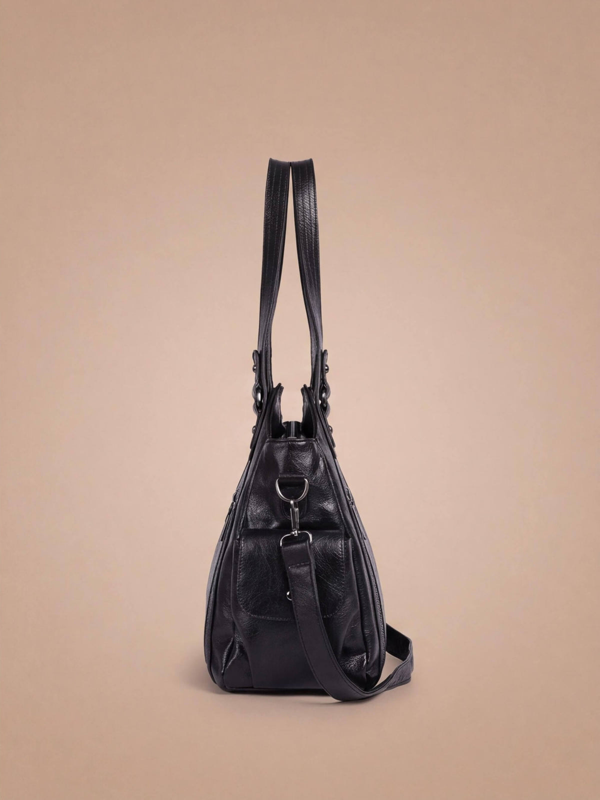 Women’s Structured Zip Pocket Shoulder Bag