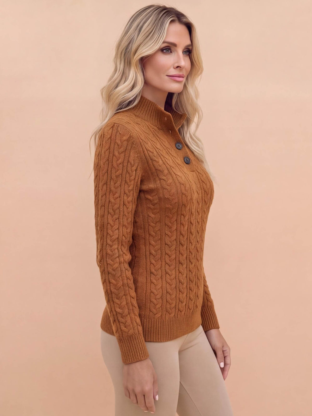 Women’s Cable Knit Button-Up Sweater