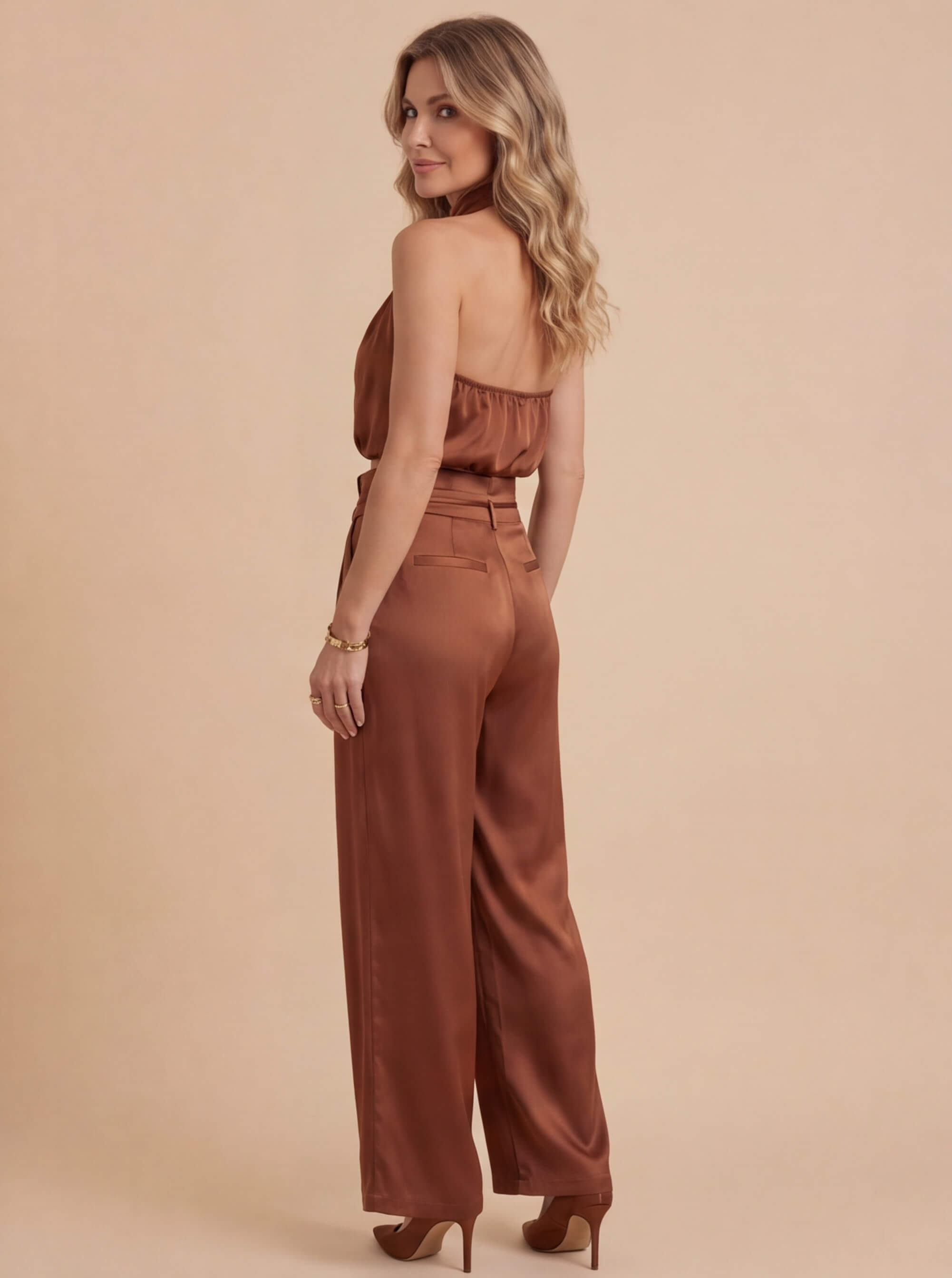 Women’s Set – One-Shoulder Top & Wide-Leg Pants