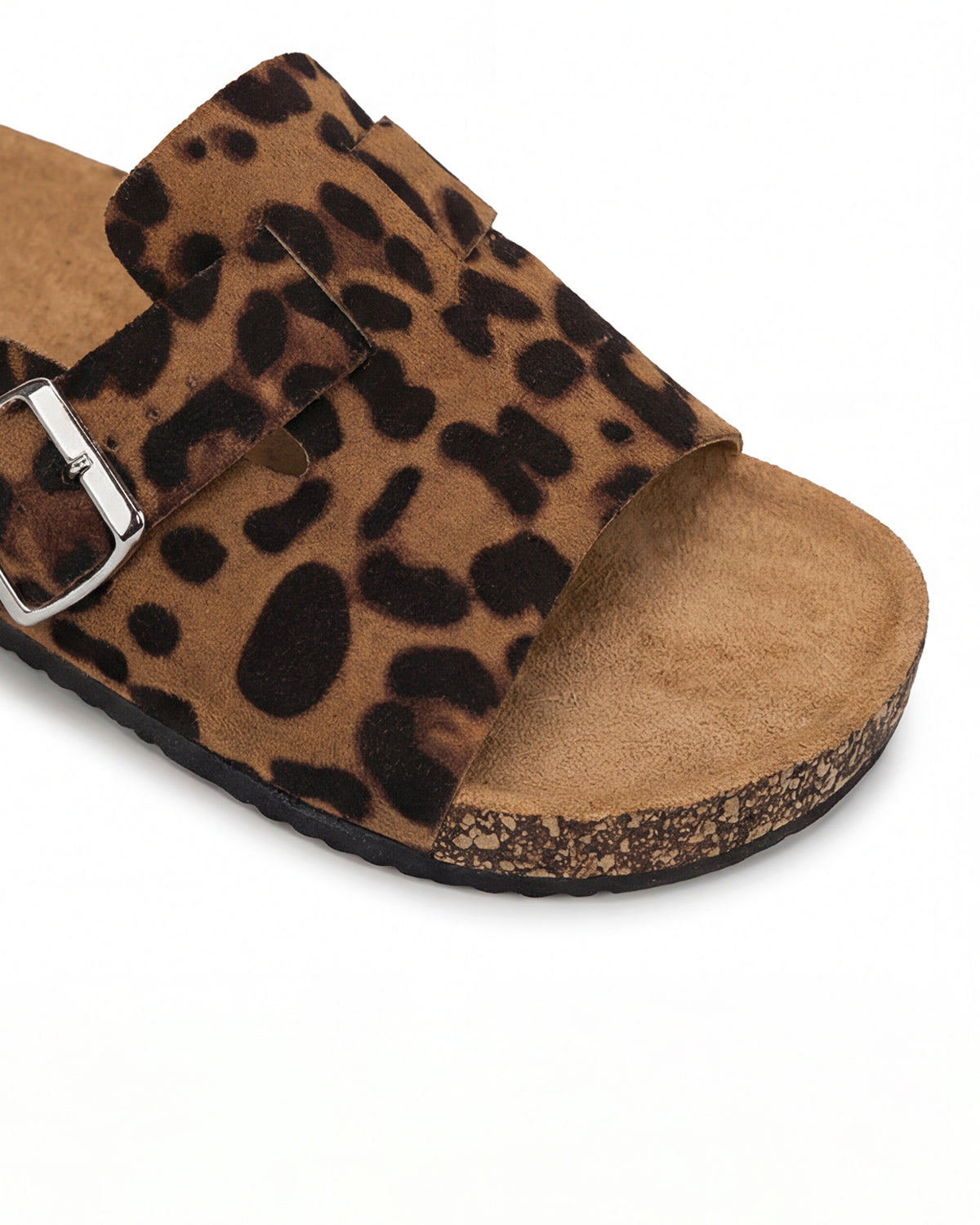 Women’s Buckle Slide Sandals- Leopard Print