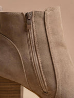 Women’s Round-Toe Ankle Boots –  Side Zip & Chunky Heel Stability