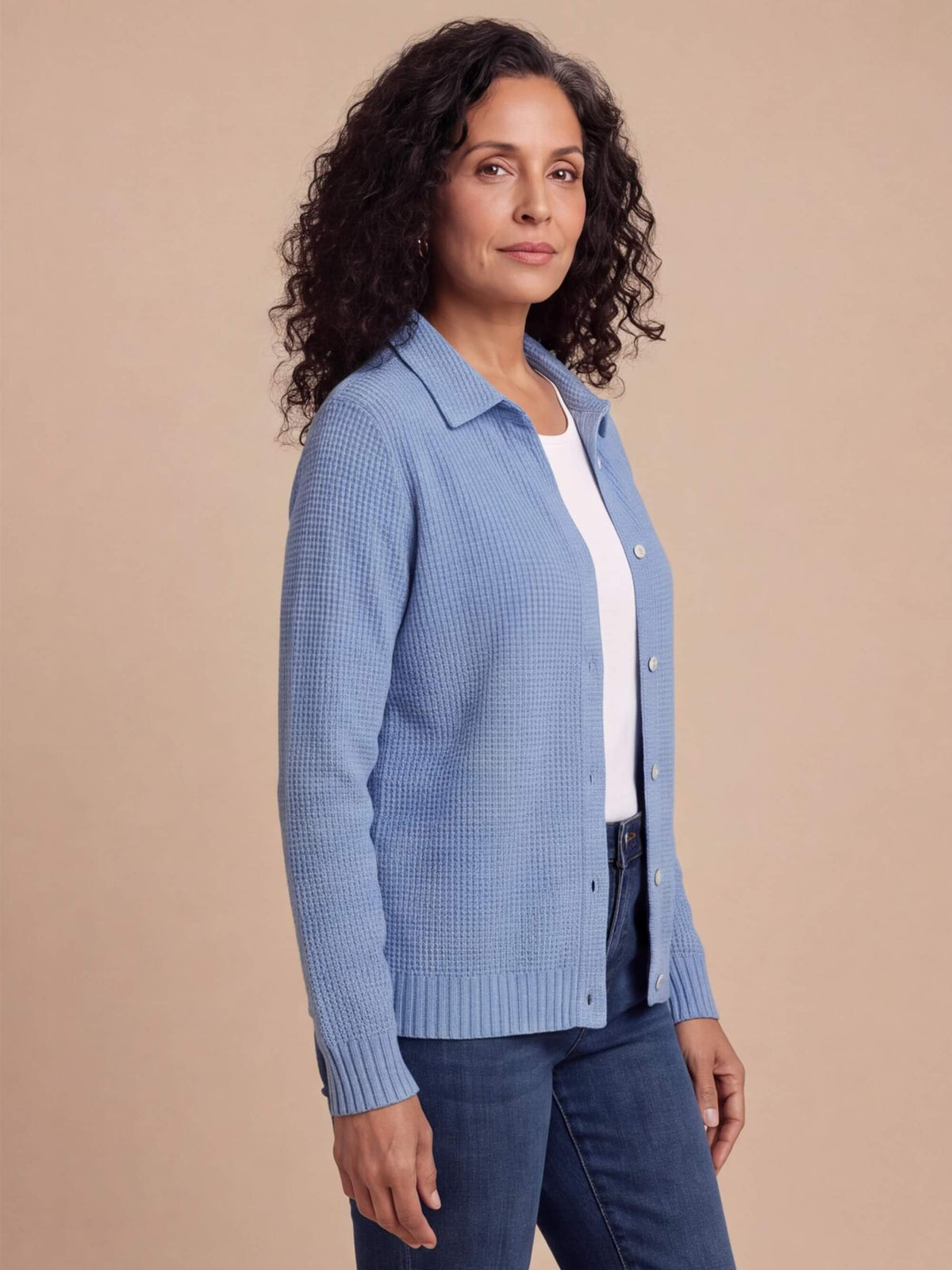 Women’s Textured Knit Button-Up Shirt