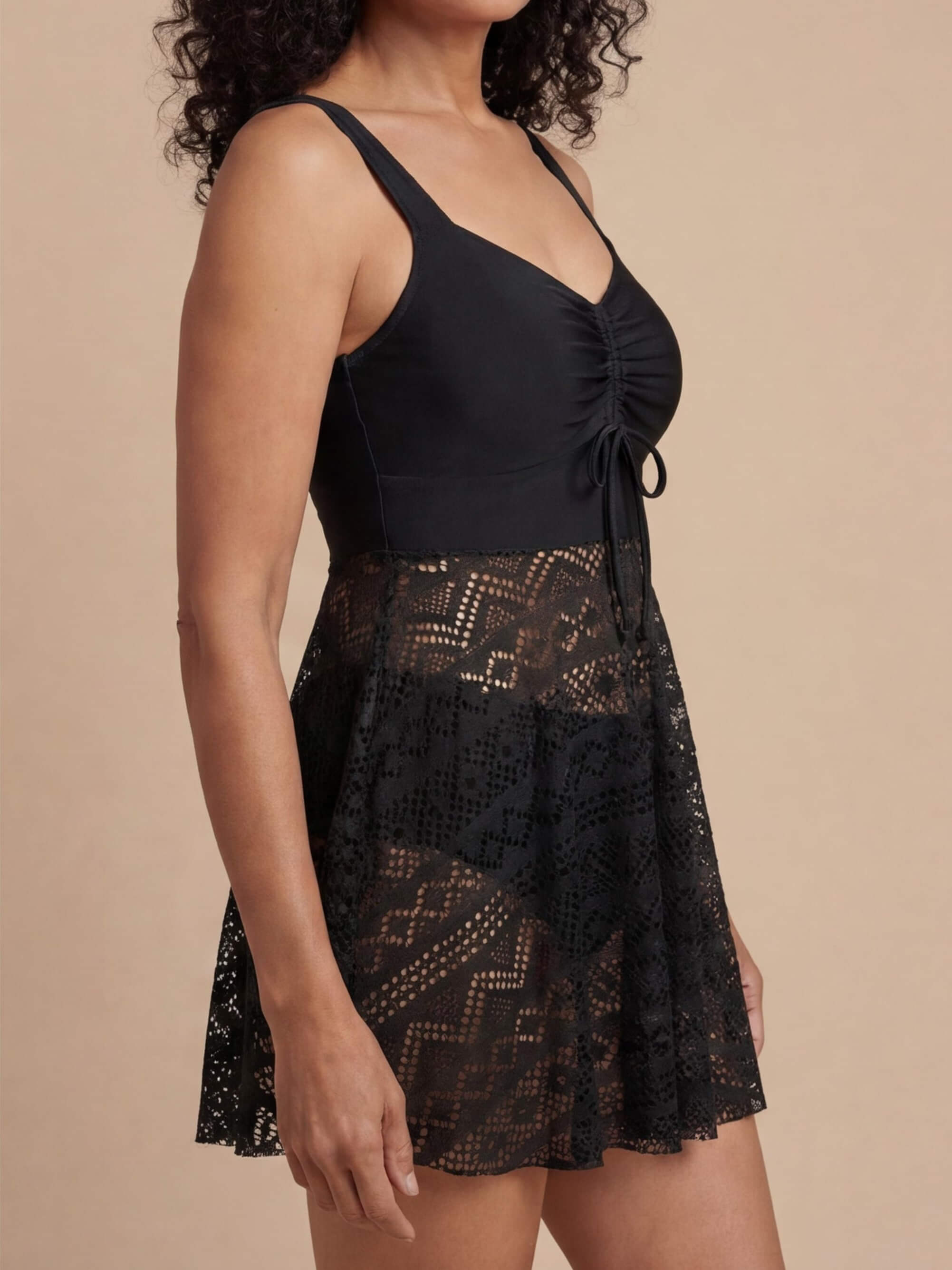 Women’s Lace-Look Skirted One-Piece Swimsuit