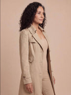 Women’s Double-Breasted Trench Coat with Wide Lapels