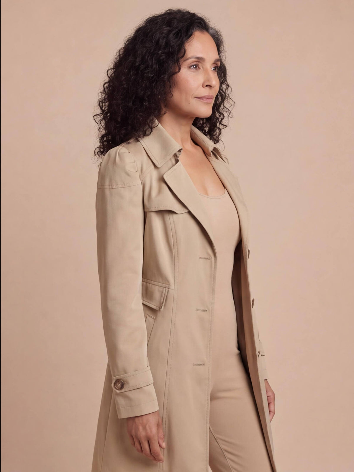 Women’s Double-Breasted Trench Coat with Wide Lapels