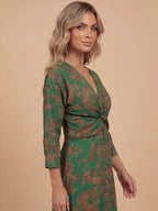 Women’s Dress – Printed Twist-Front Maxi Dress
