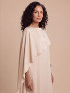 Women’s Flowing Maxi Dress with Cape Overlay