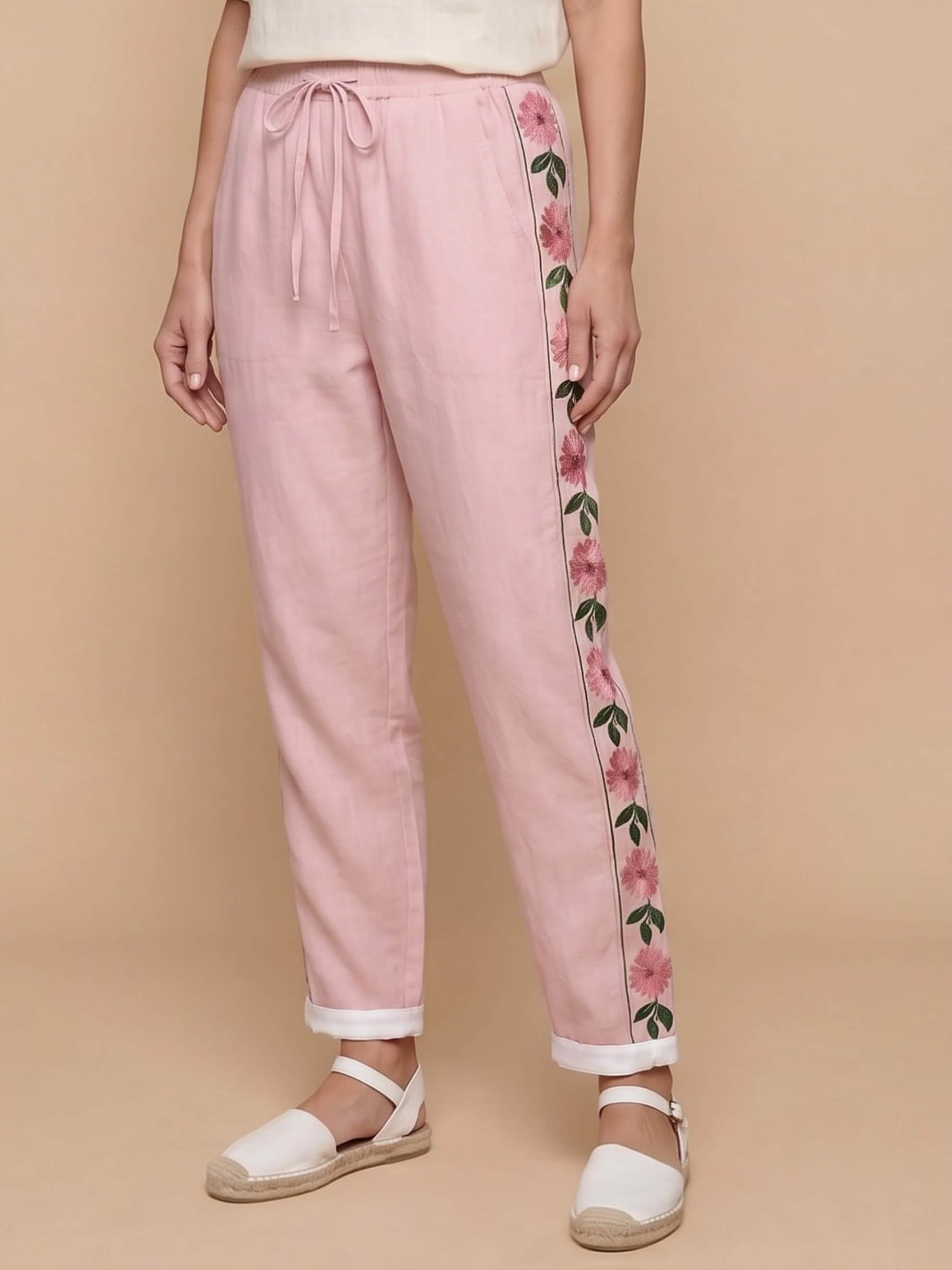Women’s Floral Side Stripe Drawstring Trousers