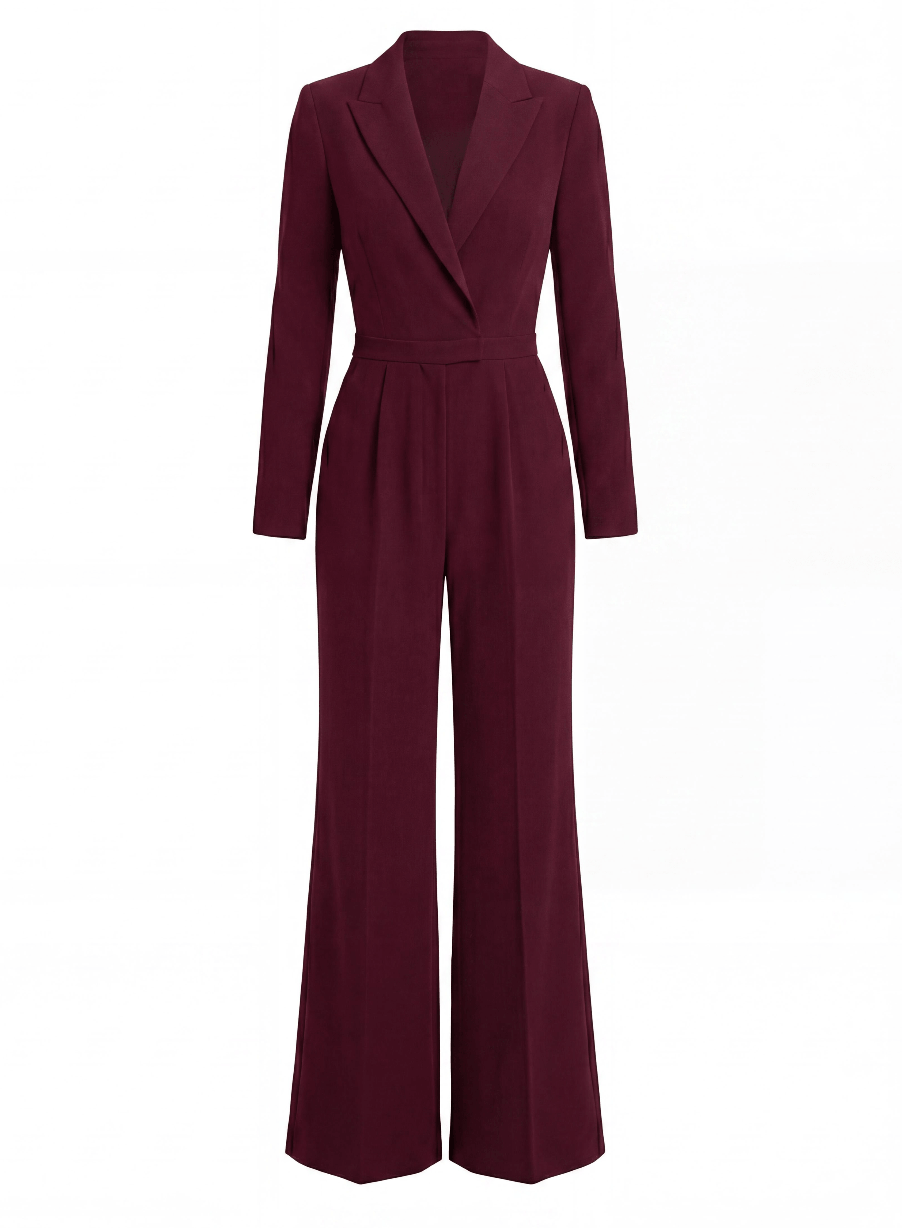 Women’s Jumpsuit – Tailored Long-Sleeve Wide-Leg Jumpsuit