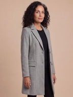 Women’s Long Tailored Button-Up Coat with Lapels