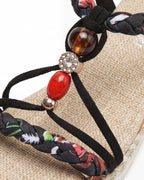 Women’s Platform Sandals - Beaded Braided Strap