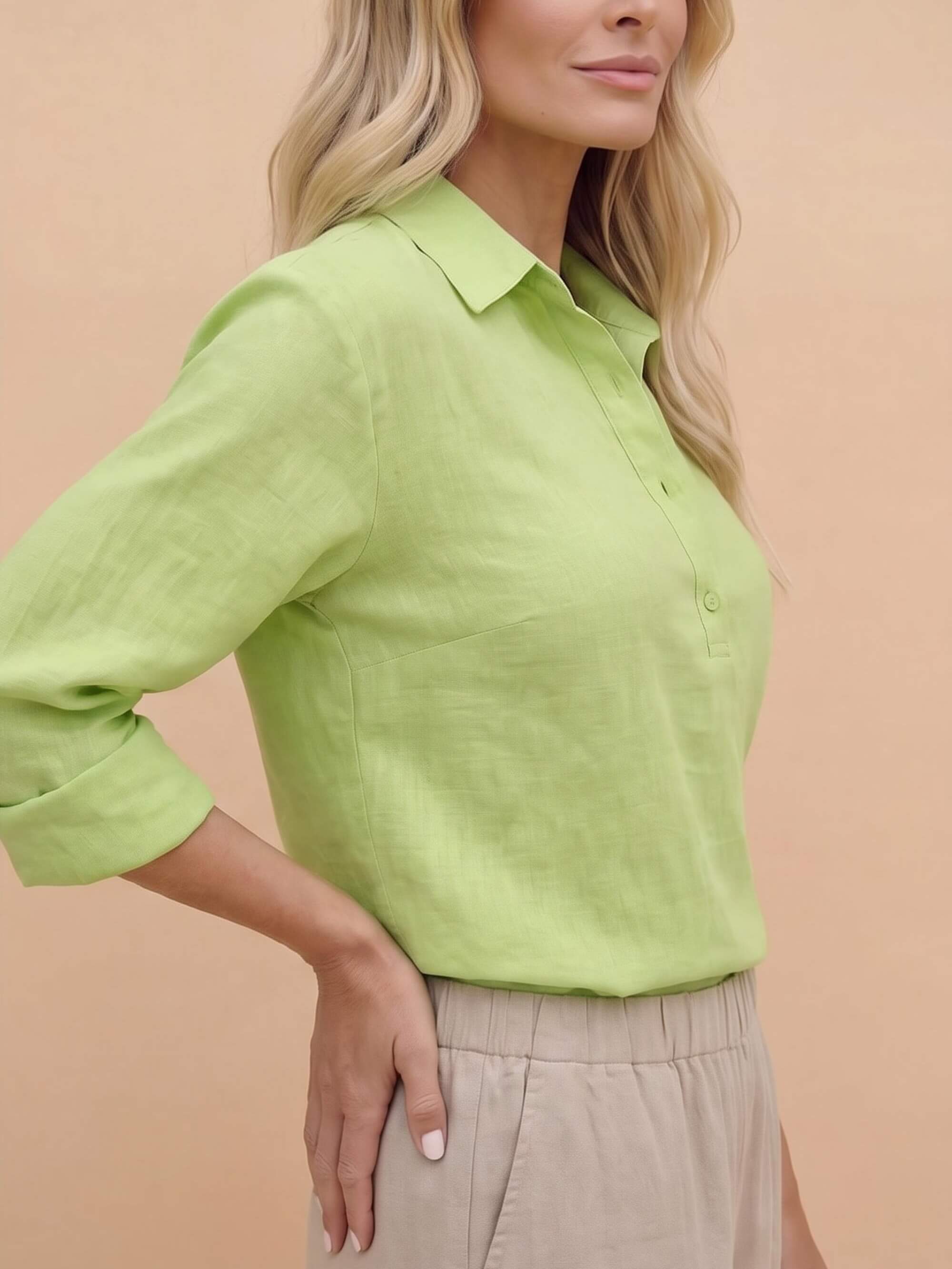 Women’s Relaxed Collared Button Detail Shirt
