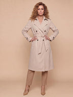 Women’s Double-Breasted Belted Trench Coat with Shoulder Tabs