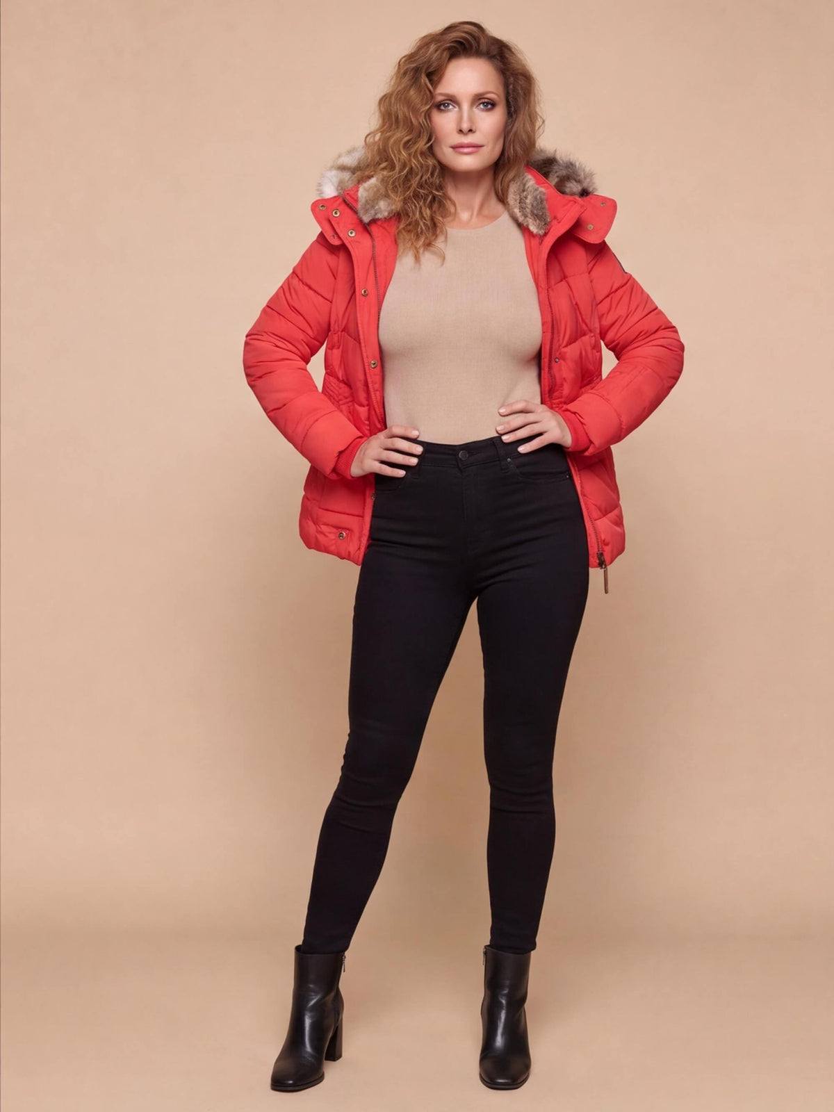 Women’s Hooded Fur-Trim Quilted Puffer Jacket