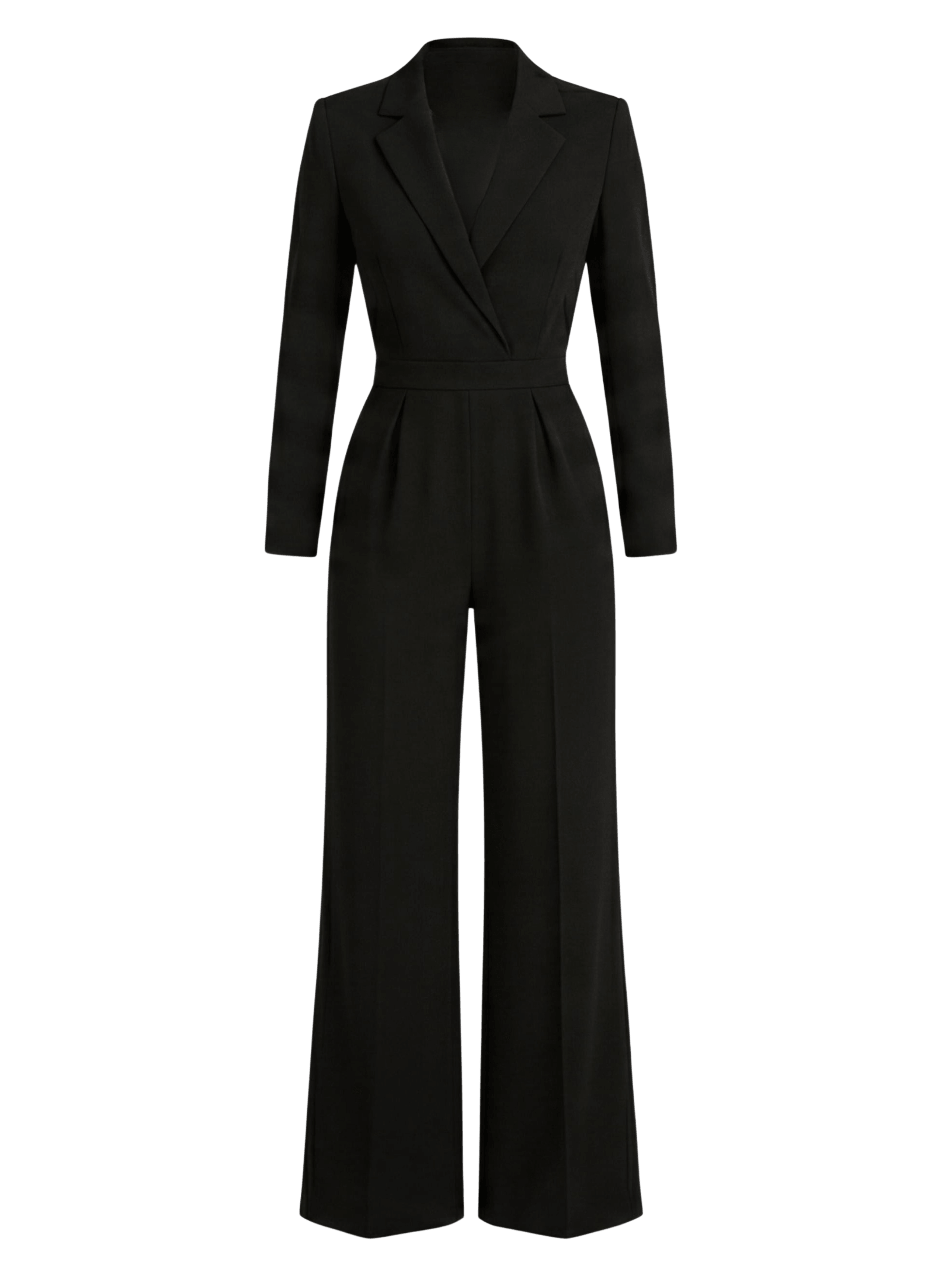 Women’s Jumpsuit – Tailored Long-Sleeve Wide-Leg Jumpsuit