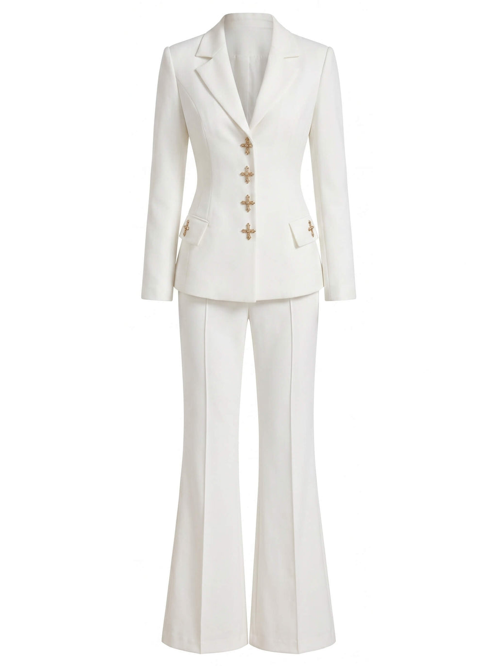 Tailored Denim Blazer & Flared Pants Set