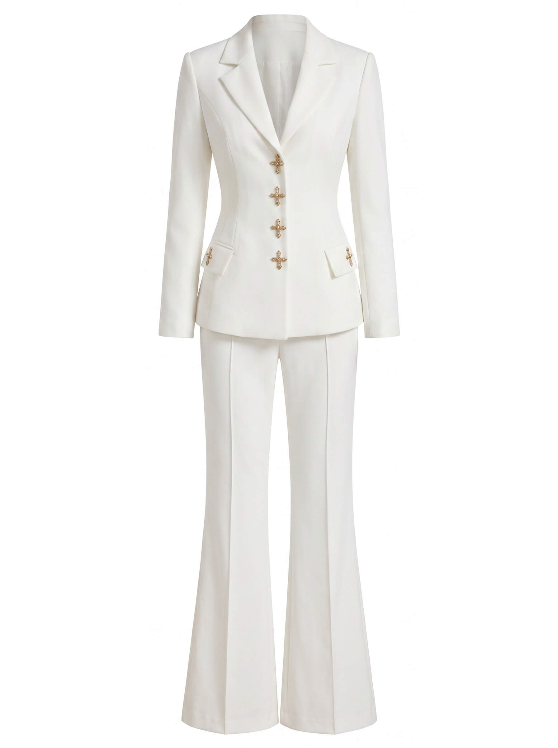 Tailored Denim Blazer & Flared Pants Set