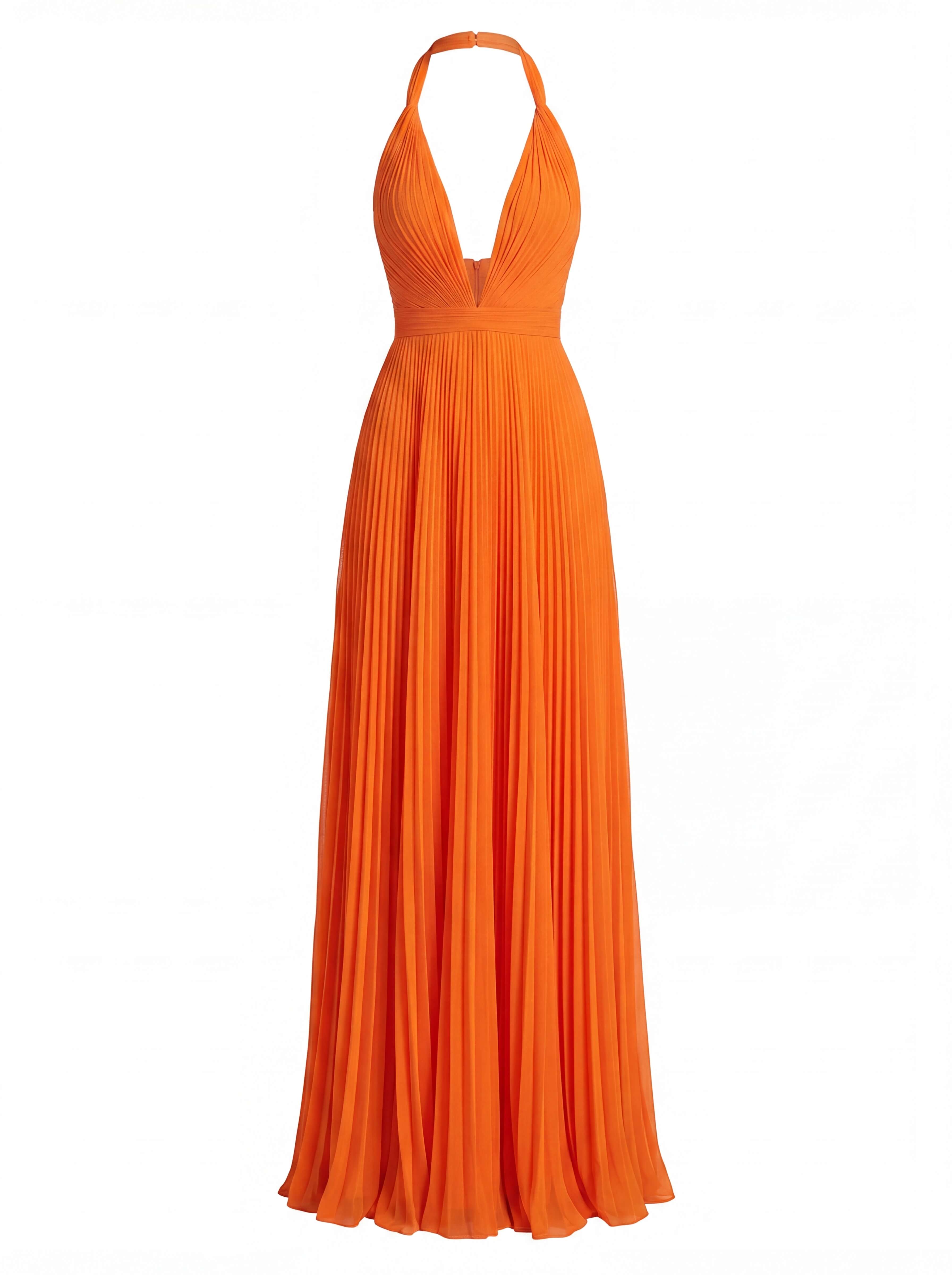Elegant Halter Neck Pleated Maxi Dress
