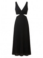Women’s Dress – Pleated Backless Midi Dress