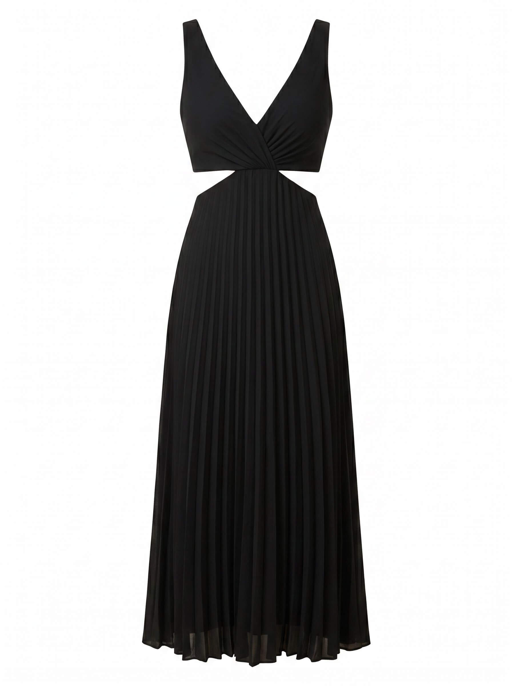 Women’s Dress – Pleated Backless Midi Dress