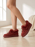 Women’s Wide-Fit Winter Slip-On Shoes – Faux-Fur Trim