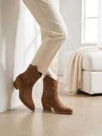 Savannah Suede Cowboy Ankle Boots