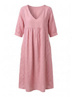 Women’s V-Neck Pocket Midi Dress