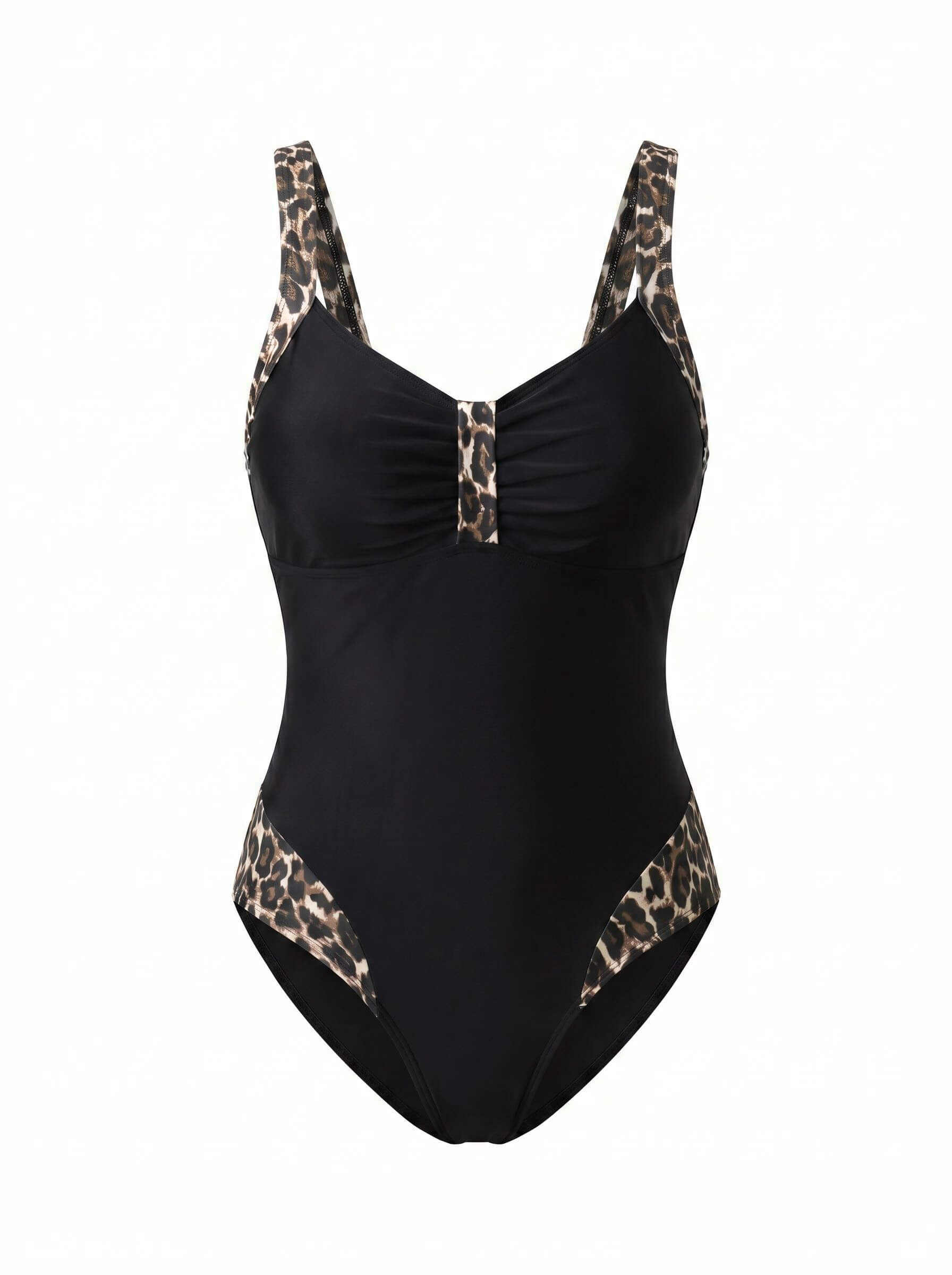 Women’s Animal Print Trim One-Piece Swimsuit