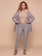 Women’s Quilted Puffer Jacket with Hooded Trim