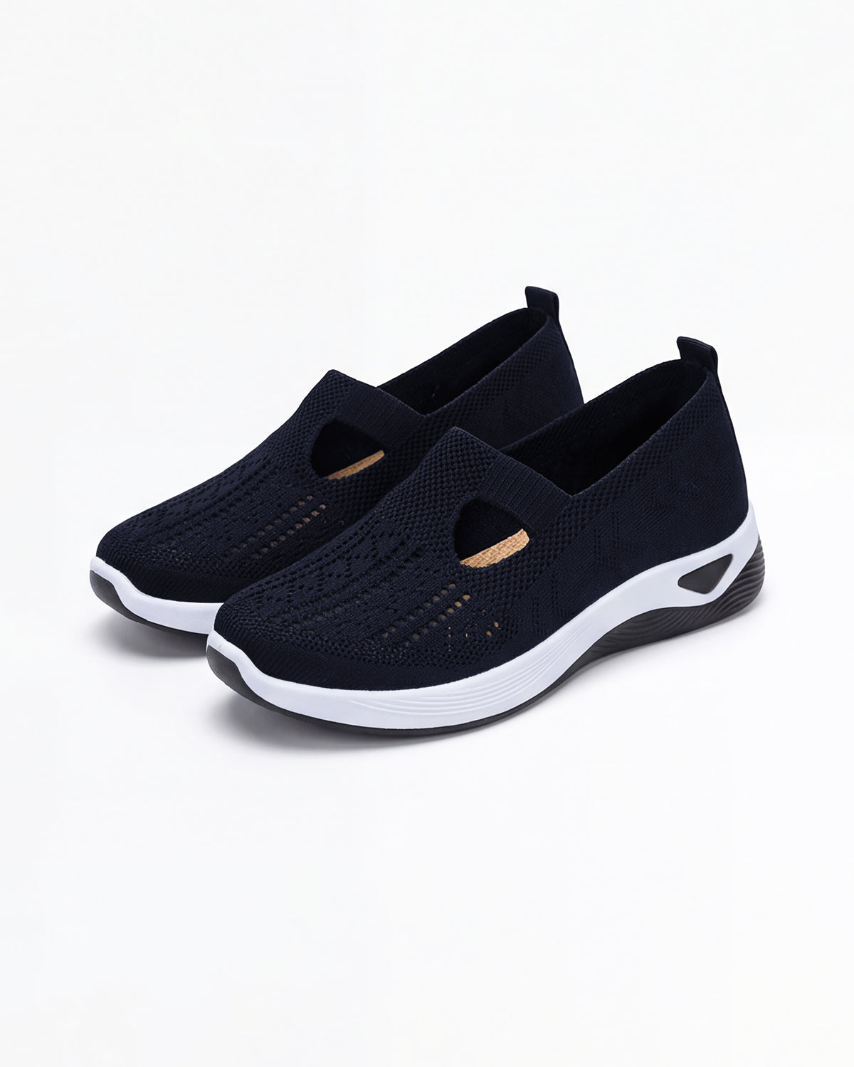 Women’s Casual Knit Slip-On Sneakers – Cutout Design