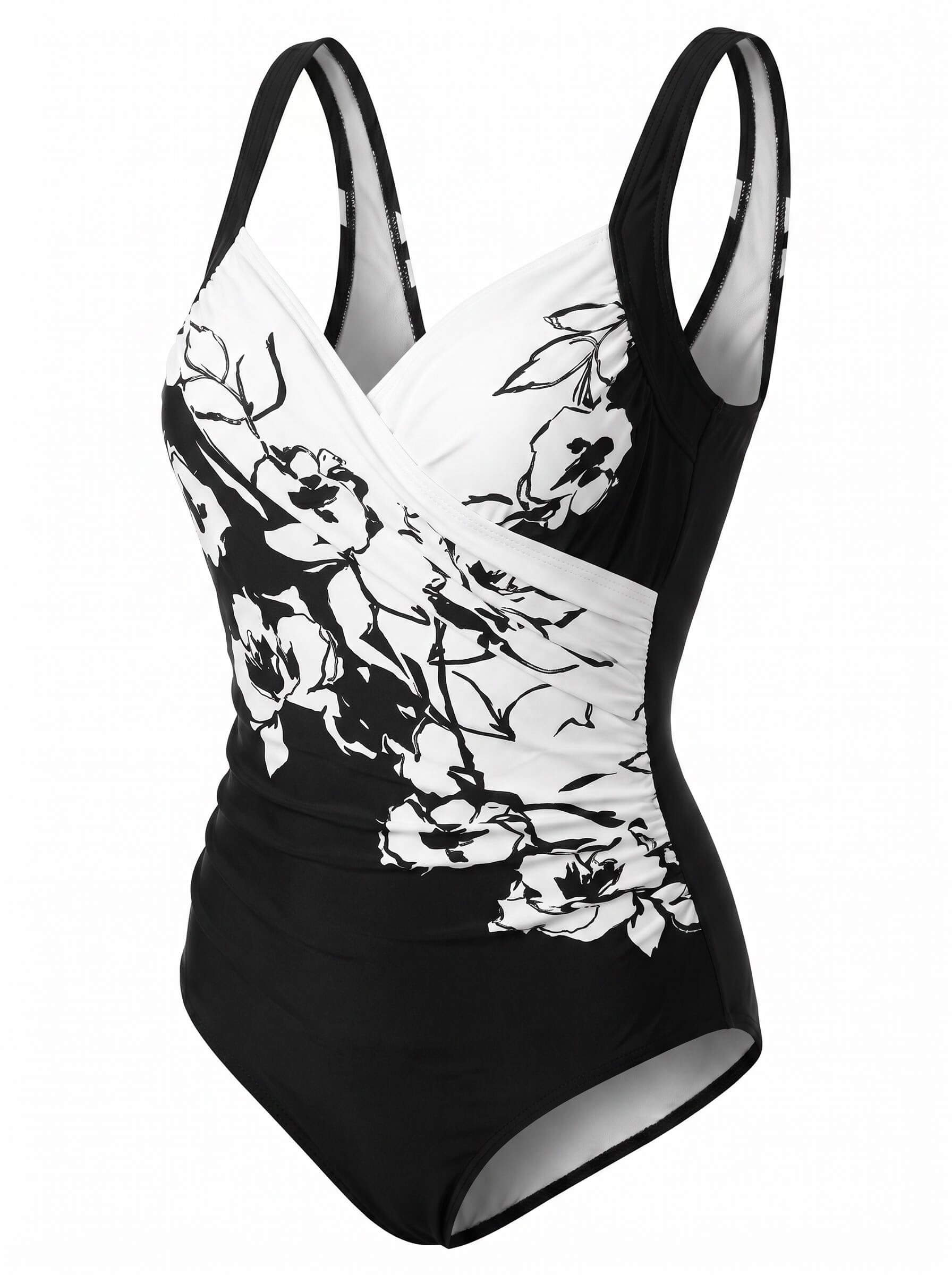 Women’s Tropical Leaf Wrap One-Piece Swimsuit